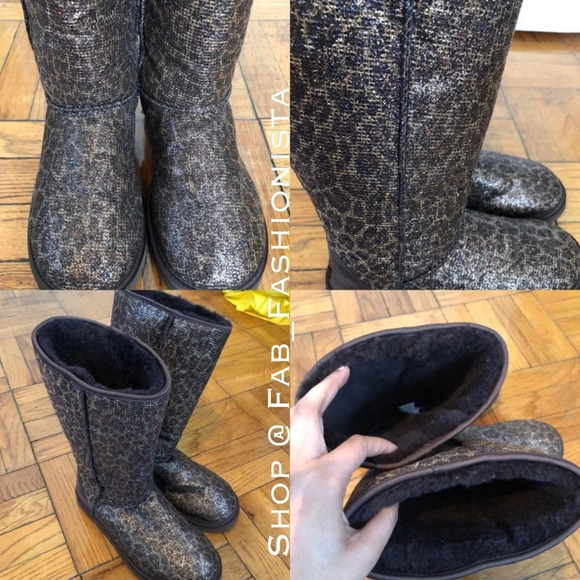 UGG Australia leopard print winter boots size 7 - Picture 8 of 14